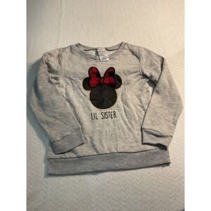 Disney Minnie Mouse Lil Sister Gray‎ Sweatshirt Buffalo Plaid Bow Toddler Girl 6
